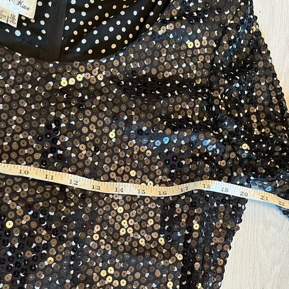 Vintage Rickie Freeman for Teri Jon silk sequin polkadot long sleeve dress - Picture 11 of 13